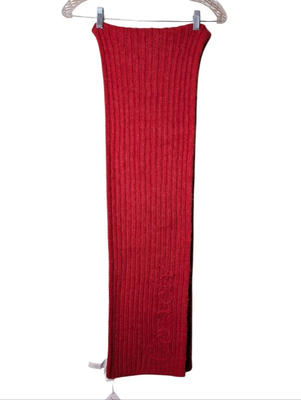 NWT Coach Red Ribbed Knit Wool Blend Muffler Scarf Script Logo Luxury Chunky OS